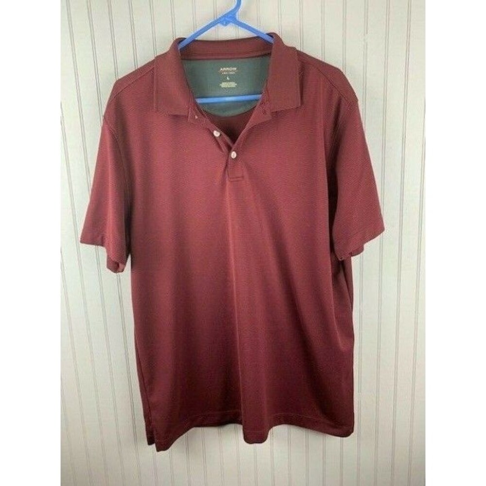 Arrow Size L Mens Polo Shirt Maroon Short Sleeve
